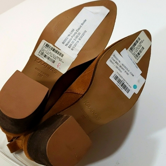 KAANAS~Size 6M~Camel Nosiola Pointy Elastic Bootie - Picture 3 of 8